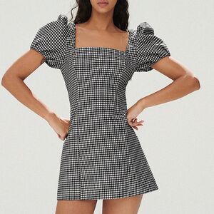 ZARA Dress Gingham Puff Sleeve Dress Size XS Party TIKTOK • BLOGGER FAVORITE •